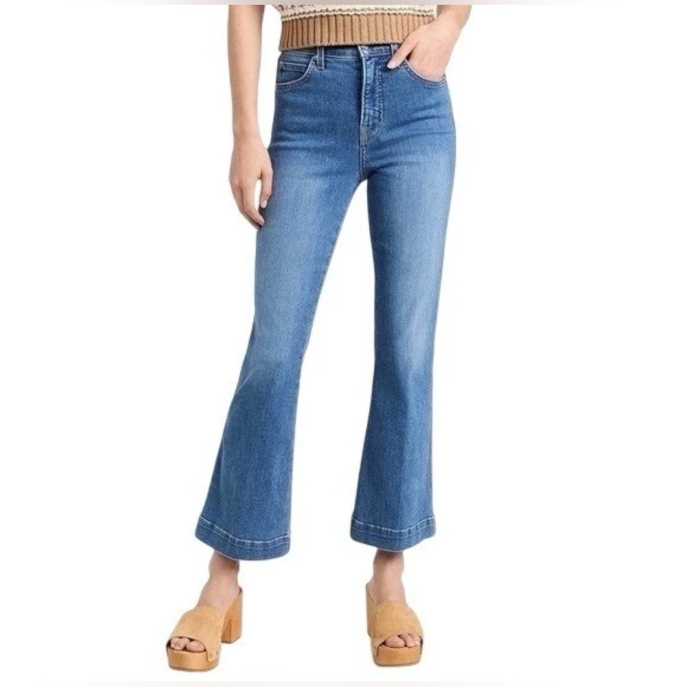 Veronica Beard Carson Ankle Flare High Rise in Tide Down Jeans